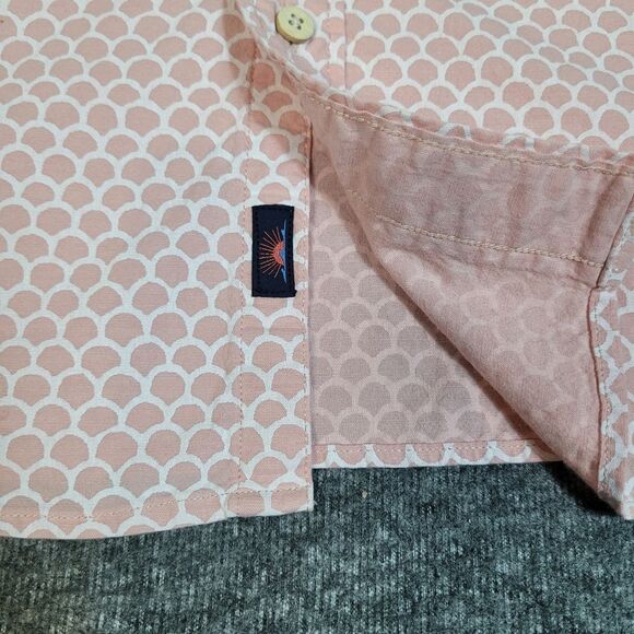 Faherty Playa Fish Scale Men's Short Sleeve Shirt Size XL Rose Geometric Patrern - Picture 5 of 11